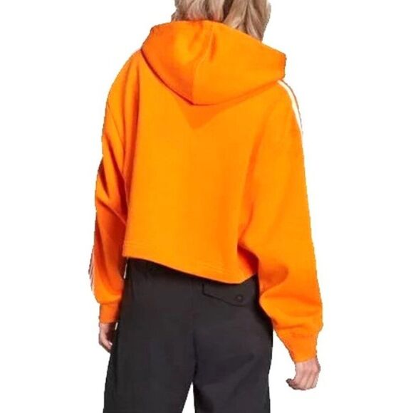 Adidas ORIGINALS 3-Stripes Adicolor Short Pullover Hoodie in Orange - Size Small - Picture 2 of 11